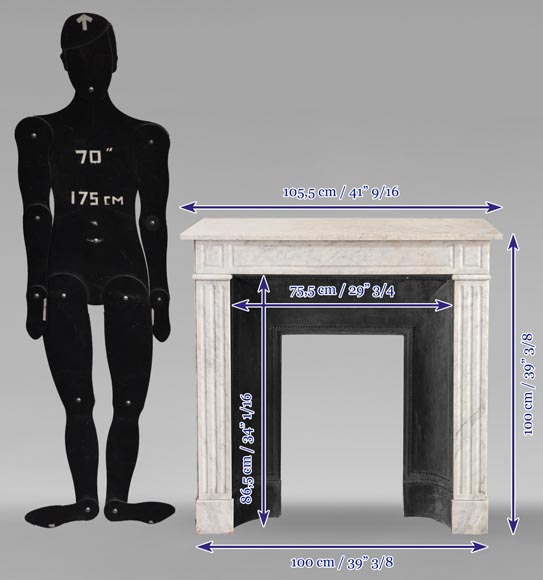 Louis XVI style mantel carved in Carrara marble Louis XVI style mantel carved in Carrara marble-9