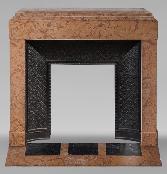 Art Deco mantel in Breche orange marble Art Deco mantel in Breche orange marble-0
