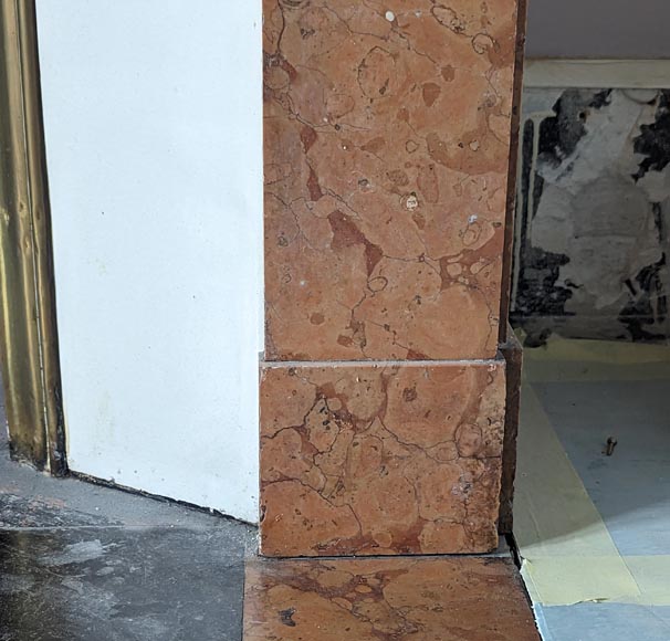 Art Deco mantel in Breche orange marble Art Deco mantel in Breche orange marble-7