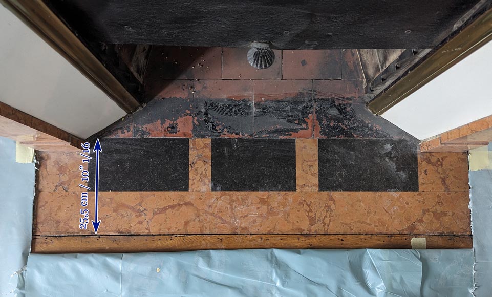 Art Deco mantel in Breche orange marble Art Deco mantel in Breche orange marble-8