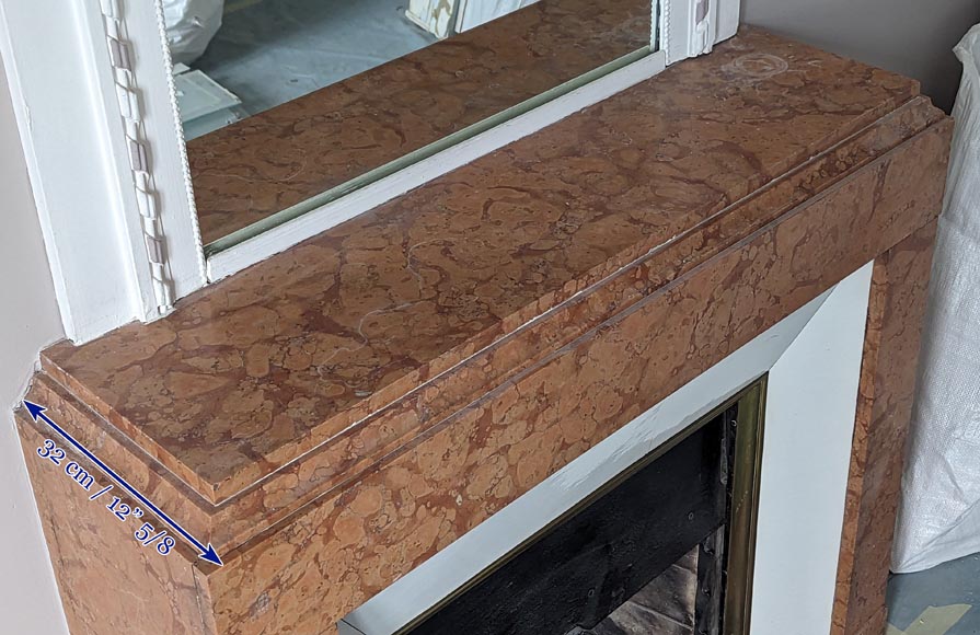 Art Deco mantel in Breche orange marble Art Deco mantel in Breche orange marble-9