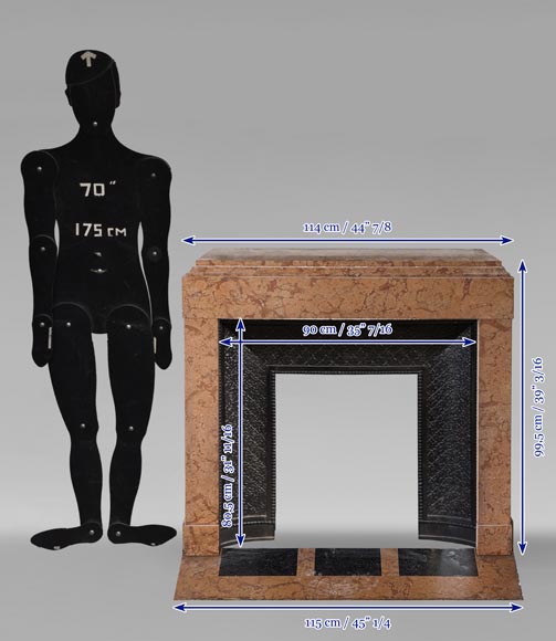 Art Deco mantel in Breche orange marble Art Deco mantel in Breche orange marble-10