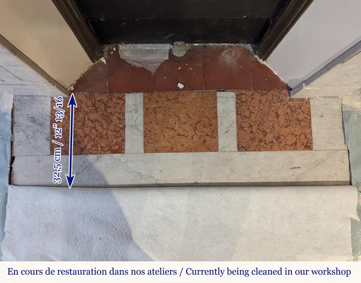 Louis XV style Pompadour mantel in Carrara marble Louis XV style Pompadour mantel in Carrara marble-8