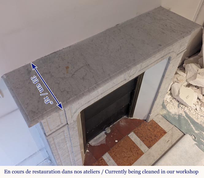 Louis XV style Pompadour mantel in Carrara marble Louis XV style Pompadour mantel in Carrara marble-9