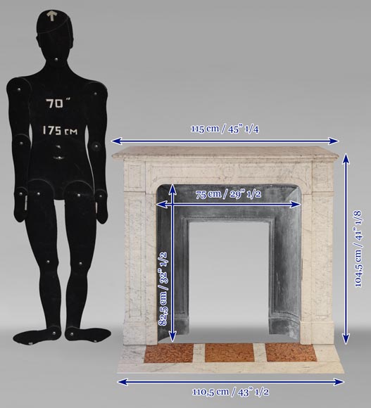 Louis XV style Pompadour mantel in Carrara marble Louis XV style Pompadour mantel in Carrara marble-10