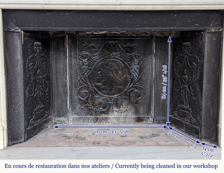 Large Louis XVI period statuary marble mantel with foliage décor Large Louis XVI period statuary marble mantel with foliage décor -13