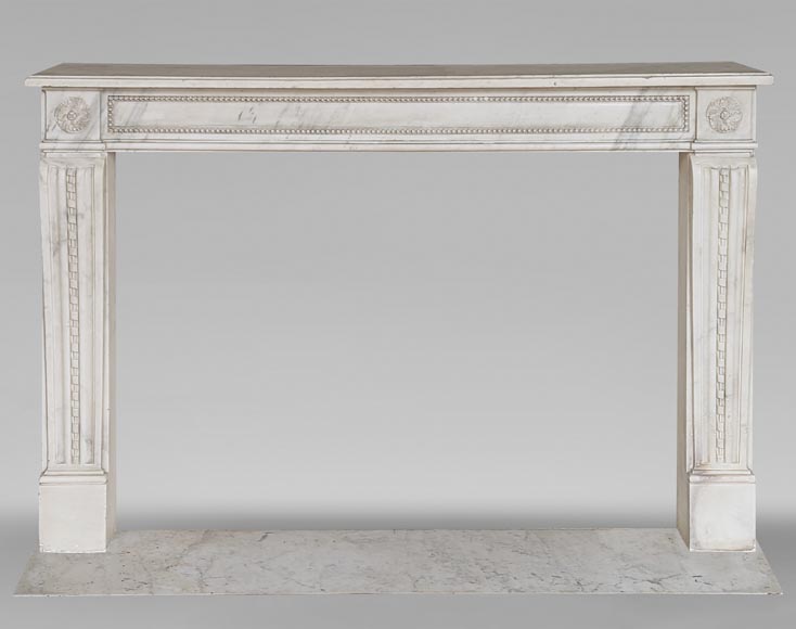 Louis XVI period mantel with pearls and carved ribbon Louis XVI period mantel with pearls and carved ribbon-0