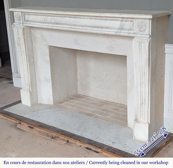 Louis XVI period mantel with pearls and carved ribbon Louis XVI period mantel with pearls and carved ribbon-7