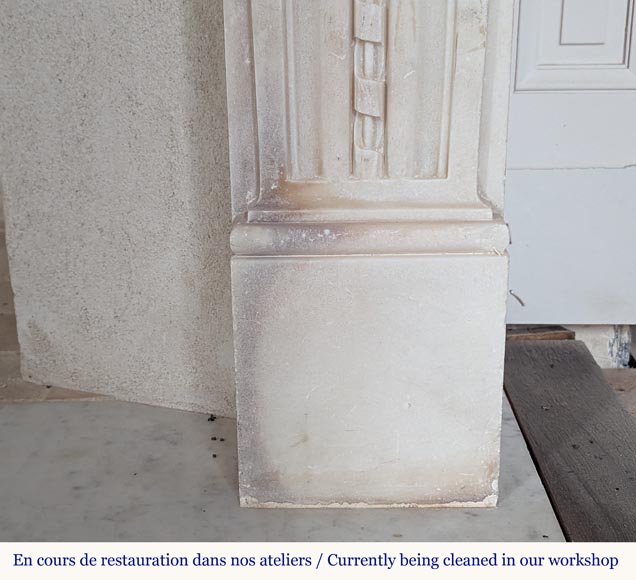 Louis XVI period mantel with pearls and carved ribbon Louis XVI period mantel with pearls and carved ribbon-10