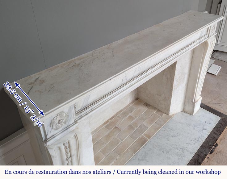 Louis XVI period mantel with pearls and carved ribbon Louis XVI period mantel with pearls and carved ribbon-12