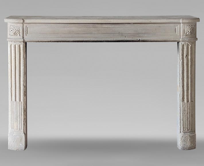 Slightly curved Louis XVI style mantel carved in stone Slightly curved Louis XVI style mantel carved in stone-0