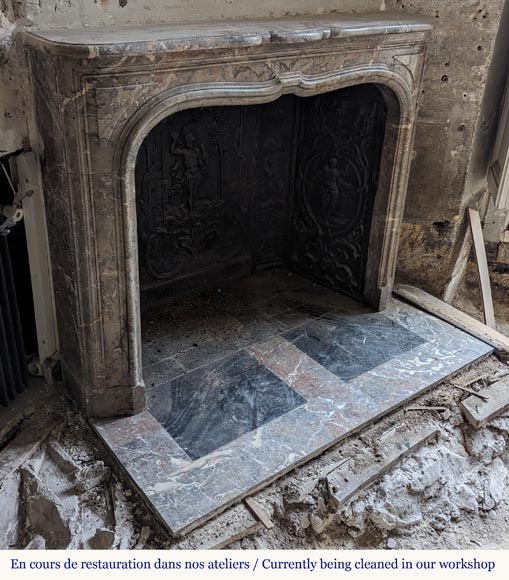Small Regence period mantel in Sarrancolin Ilhet marble Small Regence period mantel in Sarrancolin Ilhet marble-2
