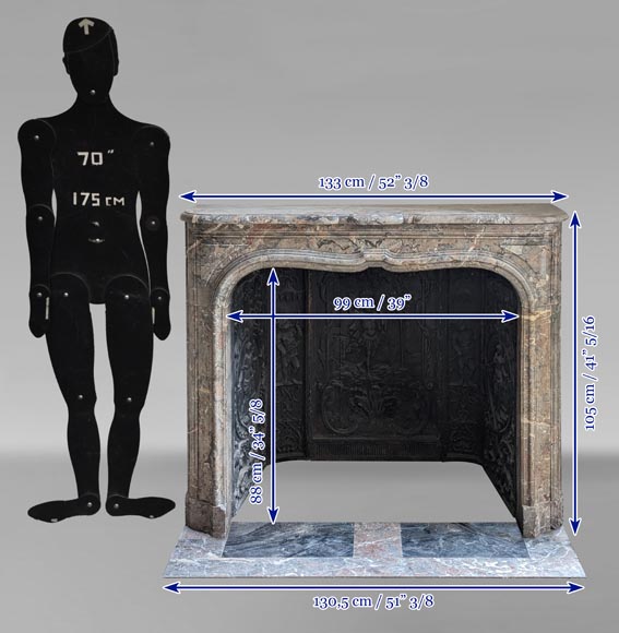 Small Regence period mantel in Sarrancolin Ilhet marble Small Regence period mantel in Sarrancolin Ilhet marble-11