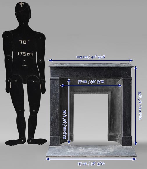 Napoleon III style mantel in black marble Napoleon III style mantel in black marble-10