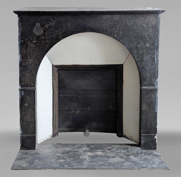 Restoration period arched mantel in black spotted marble Restoration period arched mantel in black spotted marble-0