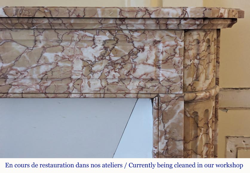 Louis XVI style mantel in Brocatelle marble with rounded corners adorned with a sunflower Louis XVI style mantel in Brocatelle marble with rounded corners adorned with a sunflower-6