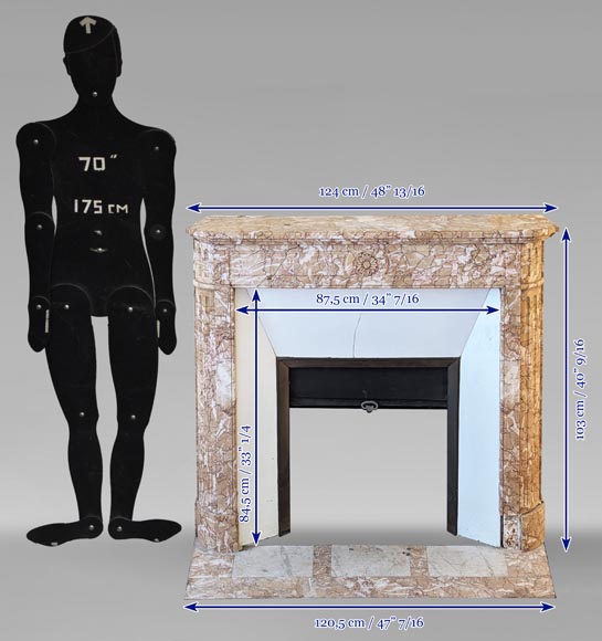 Louis XVI style mantel in Brocatelle marble with rounded corners adorned with a sunflower Louis XVI style mantel in Brocatelle marble with rounded corners adorned with a sunflower-10