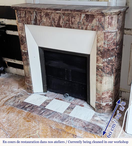 Louis XVI style mantel in Breche marble with rounded corners adorned with a sunflower Louis XVI style mantel in Breche marble with rounded corners adorned with a sunflower-5