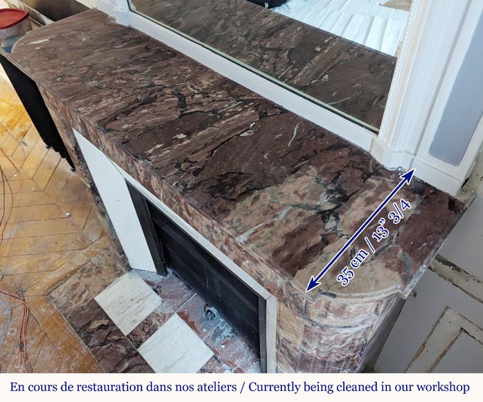 Louis XVI style mantel in Breche marble with rounded corners adorned with a sunflower Louis XVI style mantel in Breche marble with rounded corners adorned with a sunflower-9