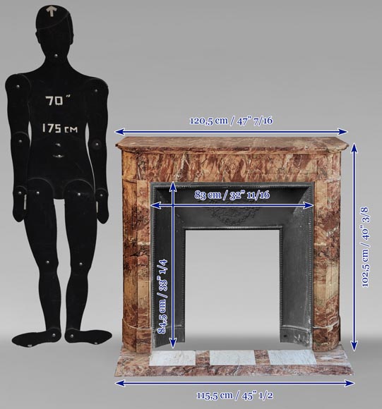 Louis XVI style mantel in Breche marble with rounded corners adorned with a sunflower Louis XVI style mantel in Breche marble with rounded corners adorned with a sunflower-10