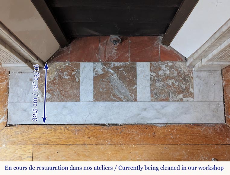 Louis XVI style Carrara marble mantel with sunflowers and fluted legs Louis XVI style Carrara marble mantel with sunflowers and fluted legs-9