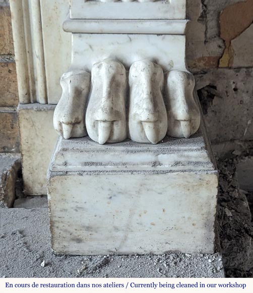 Statuary marble mantel with lion paws Statuary marble mantel with lion paws-9
