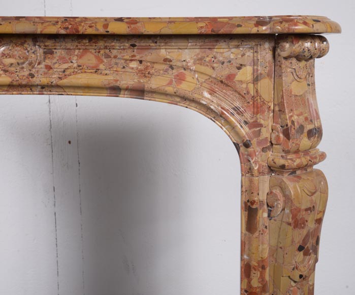 Louis XIV style Pompadour mantel in Aleppo Breche Louis XIV style Pompadour mantel in Aleppo Breche-7