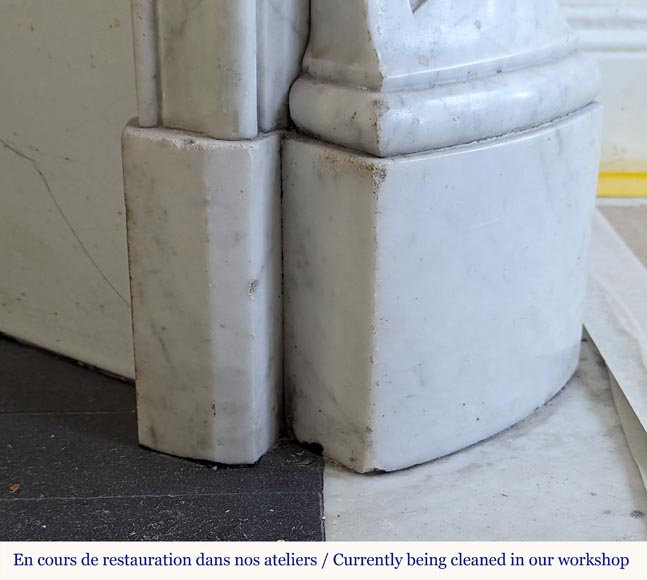 Louis XV style fireplace in Carrara marble decorated with a palmette Louis XV style fireplace in Carrara marble decorated with a palmette-9