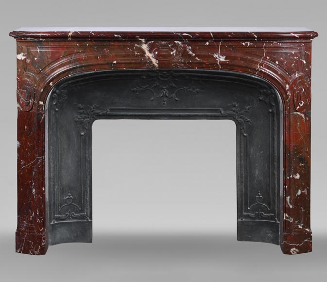 Regence style mantel carved in Griotte red marble Regence style mantel carved in Griotte red marble-0