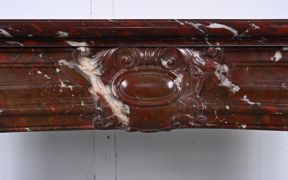 Regence style mantel carved in Griotte red marble Regence style mantel carved in Griotte red marble-1
