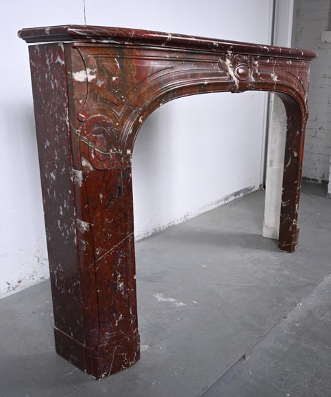 Regence style mantel carved in Griotte red marble Regence style mantel carved in Griotte red marble-3