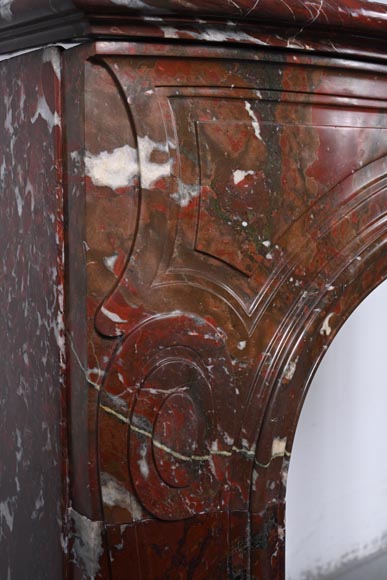 Regence style mantel carved in Griotte red marble Regence style mantel carved in Griotte red marble-4