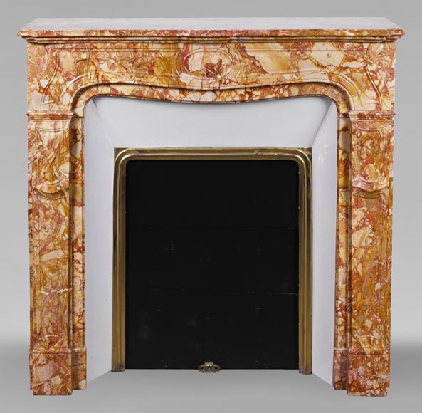 Regence style mantel in red and orange brèché marble Regence style mantel in red and orange brèché marble-0