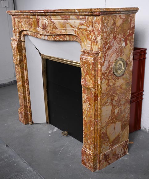 Regence style mantel in red and orange brèché marble Regence style mantel in red and orange brèché marble-5
