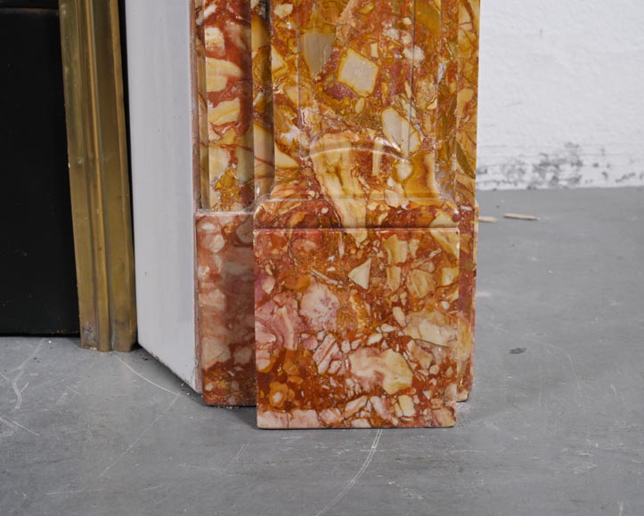 Regence style mantel in red and orange brèché marble Regence style mantel in red and orange brèché marble-7