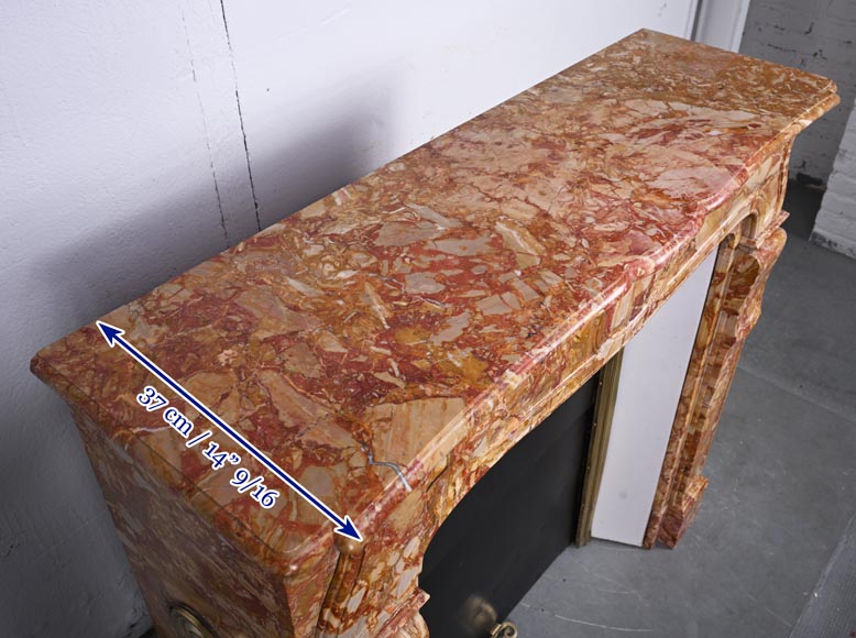 Regence style mantel in red and orange brèché marble Regence style mantel in red and orange brèché marble-8