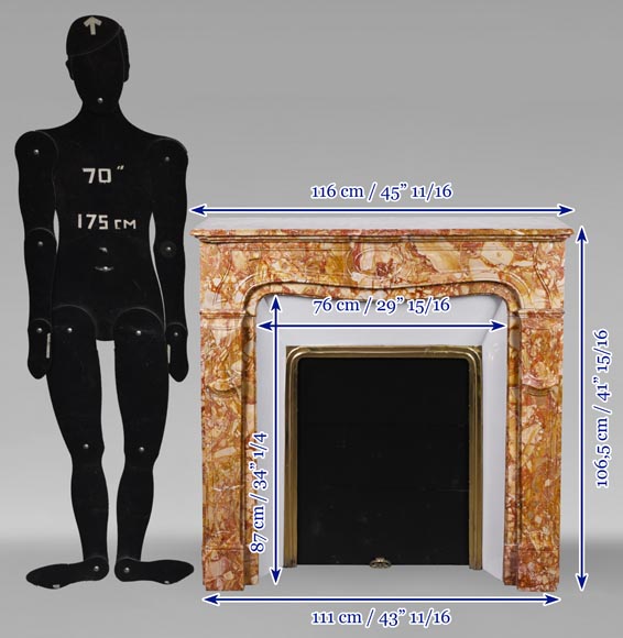 Regence style mantel in red and orange brèché marble Regence style mantel in red and orange brèché marble-9