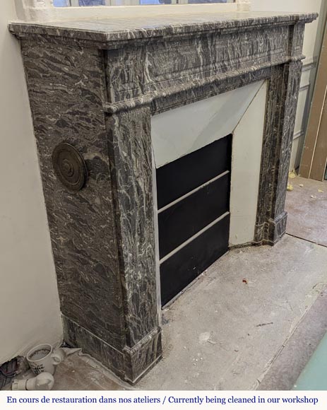 Cheminée de style Louis XVI en marbre gris Cheminée de style Louis XVI en marbre gris-2