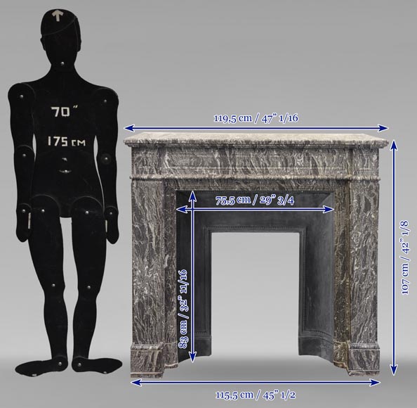 Cheminée de style Louis XVI en marbre gris Cheminée de style Louis XVI en marbre gris-9