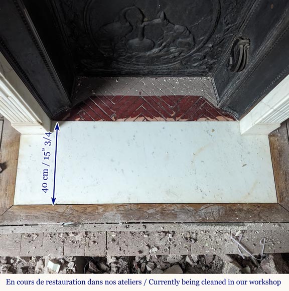 Louis XVI style mantel in semi-statuary marble adorned with a Greek frieze Louis XVI style mantel in semi-statuary marble adorned with a Greek frieze-10