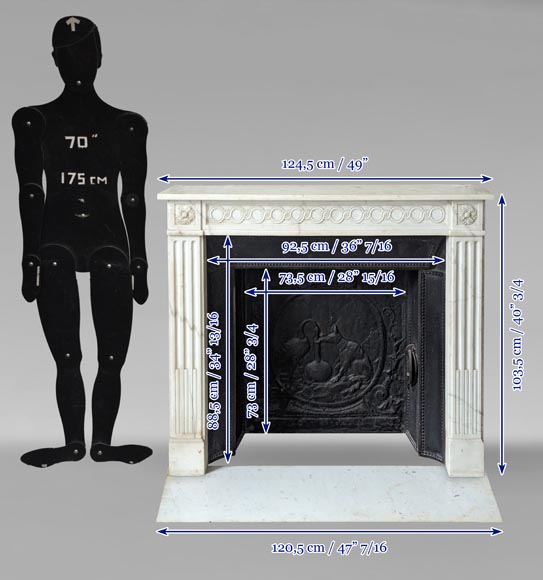Louis XVI style mantel in semi-statuary marble adorned with a Greek frieze Louis XVI style mantel in semi-statuary marble adorned with a Greek frieze-13