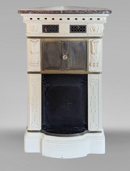 Lion-headed earthenware stove with Royal Red marble top Lion-headed earthenware stove with Royal Red marble top-0