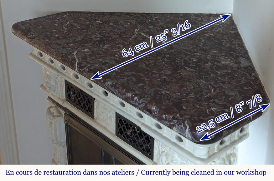 Lion-headed earthenware stove with Royal Red marble top Lion-headed earthenware stove with Royal Red marble top-11