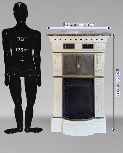 Lion-headed earthenware stove with Royal Red marble top Lion-headed earthenware stove with Royal Red marble top-12