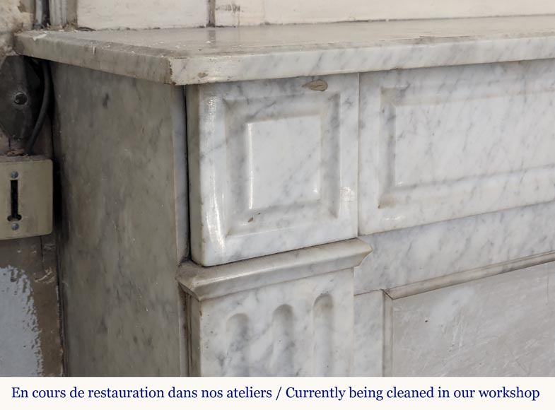 Louis XVI style molded Carrara marble mantel Louis XVI style molded Carrara marble mantel-3