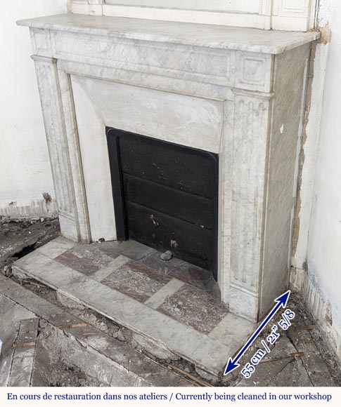 Louis XVI style molded Carrara marble mantel Louis XVI style molded Carrara marble mantel-5