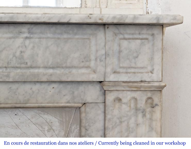 Louis XVI style molded Carrara marble mantel Louis XVI style molded Carrara marble mantel-6