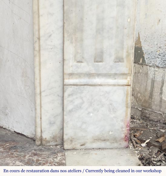 Louis XVI style molded Carrara marble mantel Louis XVI style molded Carrara marble mantel-7