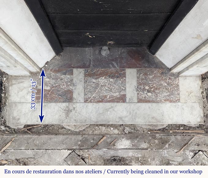 Louis XVI style molded Carrara marble mantel Louis XVI style molded Carrara marble mantel-8