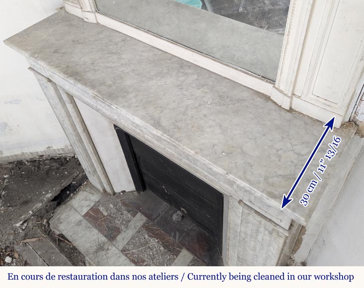 Louis XVI style molded Carrara marble mantel Louis XVI style molded Carrara marble mantel-9